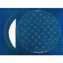가죽공예 도안 라운드 사전 인쇄 사시코 원단 안감 코튼 티 패드 플레이스 매트 소재 가방 32x32cm, 02 Style 2