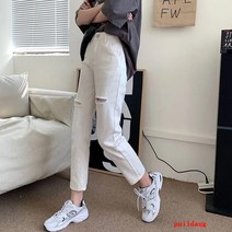 높은 허리 슬림 스트레이트 청바지 여성의 가을과 겨울 바지 회색 느슨한 넓은 다리 조커 바지