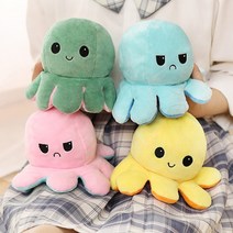 1+1 문어인형 봉제 리버시블 문어 표정 감정 반전 양면 애착인형 20cm 귀여운 감정친구 기분표현 아이소통 인형 웃는표정 어린이집 유치원 장난감 선물, 07.양면문어인형-주황 1+ 그레이1