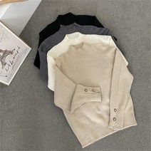 옷자락 여자 폴라 겨울 긴팔니트 크림 목티 긴팔티