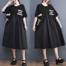 여성용 여성원피스 롱우너피스 라운드넥 빅사이즈 루즈핏 캐주얼 여름-SD5F221