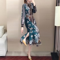 [쉬폰 원피스] Ji Shizhe 개선 cheongsam 긴 여성 류 2022 여름 꽃