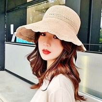 돌돌 리본 레이스 니트챙 모자 베이지 여성벙거지 와이어내장 오버핏 핏예쁜 원피스코디 리본선캡 여름