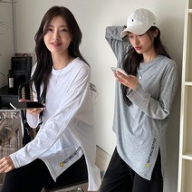 주디앤 여성 스마일 레이어드 롱 티셔츠 2P