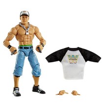 WWE MATTEL Top Picks 엘리트 존 시나 15.2cm(6인치) 액션 피규어 포즈 및 플레이를 위한 디럭스 관절 실물과 같은 디테일 정통 링 기어 액세서리 멀티