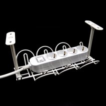 지저분한 멀티탭정리 책상아래 데스크 컴퓨터 화이트