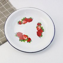 예쁜 카페접시 빈티지그릇 유럽과 미국의 두꺼운 에나멜 접시 클래식 인쇄 차가운 20/22/24/26 cm 대형 식기 정원 과일 트레이 내구성, 26cm Style 4