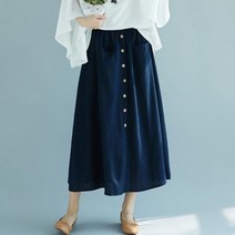 [이건사야돼] 면마롱스커트/롱치마 F77202 단추포인트 앞주머니