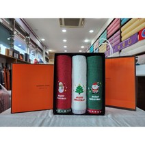 송월타올 크리스마스 수건 성탄절 선물 교회 행사 답례품 연말 송년회 2장 3장 세트답례품, 녹색