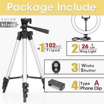 유튜브촬영장비 스마트폰촬영장비 휴대폰촬영장비 카메라 휴대폰용 DSLR 삼각대 알루미늄 여행 유연한 경, 04 Silver Package D