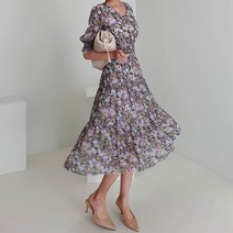 르엠마 파크에비뉴 플라워 쉬폰 롱 맥시 퍼프 원피스