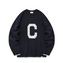 커버낫 램스울 C 로고 크루넥 니트 네이비