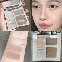 4색 하이라이터 컨투어 팔레트 일루미네이터 메이크업 3D 브론저 매트 파우더 로즈 블러쉬 하이글로스 화, 01 01 Pink