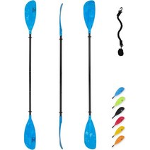 OCEANBROAD 조정 가능한 카약 패들 86인치220CM 94인치240CM 및 고정형 90인치230CM 노패들 가죽끈 포함 1, 블루 86-94인치
