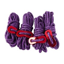 가이 로프 4 팩 4mm 텐트 가이 라인 6.65 피트 반사 코드 가이 라인 텐트 가이드 로프 천막 캠핑 하이킹 바베큐, 보라색, 나일론