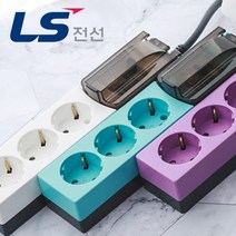 LS전선 20A 4000W 이하 누전차단 고용량 멀티탭 3구 1.5M 3구3M 컬러 멀티텝(여름가전 에어컨 냉방가전 건조기 청소기 히타 난로 학교 병원 사무실 관공서 가게 ), 민트3M