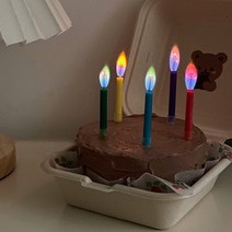 무지개 불꽃 컬러풀 촛불 생일 파티 초 캔들 2옵션 [Rainbow Colorful Flame Fire Birthday Candle 2 Options], 12개입(12EA)