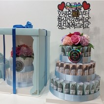 고급형 돈케이크 완제품 생신 환갑 회갑 칠순 고희 팔순 구순 아내생일 결혼기념일 퇴직 선물 3단, 3단 케이크(블루상자)