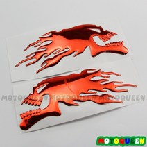 3D 크롬 고스트 스컬 헤드 오토바이 트럭 헬멧 탱크 패드 스티커 헤일리 혼다 야마하 가와사키 스즈키용, 한개옵션1, 03 Red