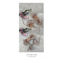 kirahosi 스트랩 발목 리본 끈 샌들 3cm 미들힐 HH +덧신증정