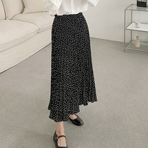 도트 주름스커트)땡땡이치마 도트치마 스커트 롱치마 패턴나염 프린트 속치마내피 폴리원단 롱치마 봄신상 허리밴드 허리밴딩