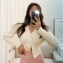 떳다그녀 (울20%)보니엘 울 브이넥 미니 가디건