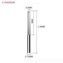 1 개 3.175mm 4mm 6mm 8mm 2 개의 플루트 스트레이트 슬롯 비트 우드 커터 CNC 솔리드 카바이드 2 개의 더, 03 3.175X2X8X38
