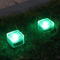태양전지 태양광 태양열 야외조명 계단조명 방수 LED 별장 무선 야간 포트라이트 산장, 태양 광 플로어 라이트 [2 팩] 작은 초록불