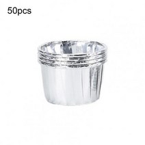 머핀컵 일회용 실리콘 사각 은박 유산지 50Pcs 머핀 베이킹 컵 DIY 오일 증거 두꺼운 종이 케이크 포장지, 01 Silver