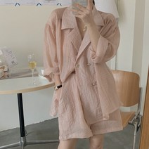 여름 셔츠/여성 디자인 작고 슬림한 상의 시크한 정장 아우터 캐주얼 반바지 투피스