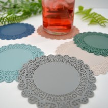 스튜디오제이 레이스 실리콘 코스터-색상선택 인스타 갬성 차받침대 100mm x 100mm 실리콘 차받침대 티 코스터, 인디핑크, 1개