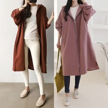 567스타일 겨울 기모 롱 후드 집업 맘룩 엄마등원룩 오버핏 루즈핏 빅사이즈