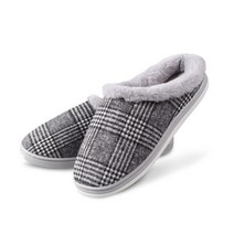 슈퍼카미트 남성용 체크 모던 방한 털 실내화 wt371