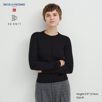 유니클로 3D니트와이드립크루넥스웨터(긴팔) INES DE LA FRESSANGE