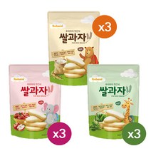 아이뽀뽀미 쌀과자 떡뻥 3종 [백미3+사과3개+시금치3개], 1세트, [백미3+사과3+시금치3]