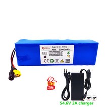 신제품 48V 60000mAh 1000w 13S3P XT60 리튬 이온 배터리 팩 60Ah 54.6v 전기 자전거 스쿠터와 BMS +, [01] WHITE