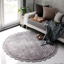 크로젯 라운드 원형 러그 인도 순면 러그 원형 매트 거실 침실 러그 원형 발매트-그레이 (90cm 120cm 150cm)