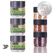 코멕스 밀폐용기 소 490ml 3P세트 투명 원형 견과류통 쿠키 소분 냉장고 냉동실정리 플라스틱병, 없음