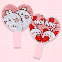 케이엠엘리 DIY 보석십자수 몰랑이 손잡이거울, 딸기몰랑