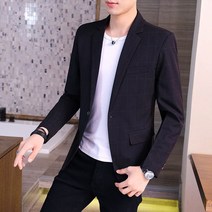 Sewoong 남성 봄 여름 정장 자켓 체크 원버튼 자켓