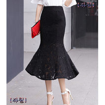 핑크 레이스 치마 머메이드 스커트 하객룩