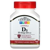 21st Century 21세기 센츄리 비타민D3 츄어블 오렌지 100mcg(400IU) 110정