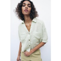 ZARA 프렌치 캐주얼 반팔블라우스 린넨 셔츠 남방
