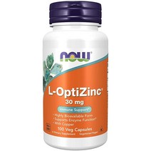 NOW 보충제 L-OptiZinc 30mg 구리 함유 생체 이용 가능한 형태 면역 지원＊ 식물성 캡슐 100개