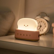 LED 빵 제조기 침대 옆 램프 침실 야간 조명 USB 충전 디밍 토스트 테이블 어린이 수면 무드, Red