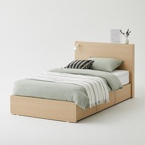 [3월 포토상품평 이벤트] 한샘 아임빅 수납침대 SS 조명헤드형 (컬러 6종/택1 매트별도), F형: (헤드)그린/(하부)오크(F)