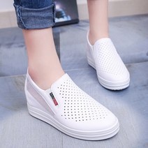 묘먀미 펀칭 메쉬 여자 키높이 슬립온 스니커즈 6.5cm