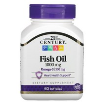 US 직배송 21st Century 생선 오일 1000 mg 60 소프트 젤 740985214954 미국직구 보충제, 1PACKAGE, 상세참조