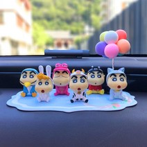 진양오픈마켓 차량용장식 피규어 세트, 짱구6ea + 풍선 +매트(블루) 세트