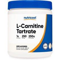 뉴트리코스트 L-카르니틴 타르트레이트 파우더(250G), 단색, 8.81온스 1개 팩